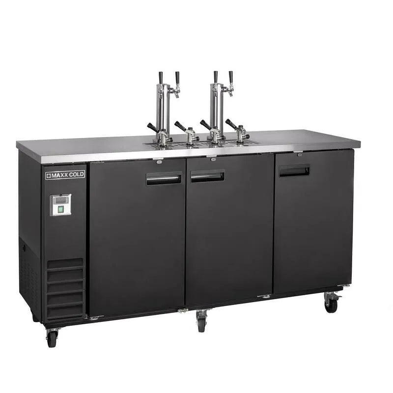 Tap Beer Spender, Edelstahl, 490L, 3 Barrels/Kegs, Dual Tower, Schwarz