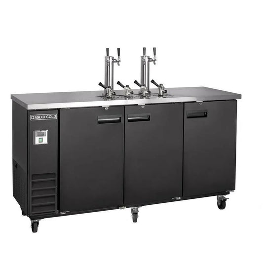 Tap Beer Spender, Edelstahl, 490L, 3 Barrels/Kegs, Dual Tower, Schwarz