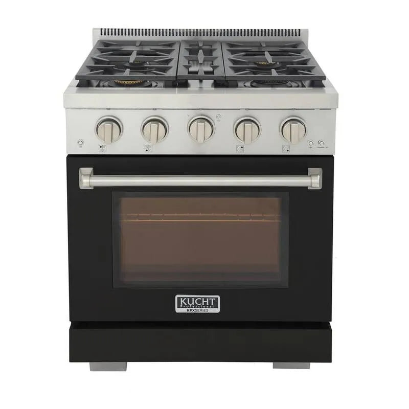 Gas Herd, 30 in., 4. 2 cu ft, 4 Brenner, Flüssigpropan, Konvektionskochen, Schwarz, 4.2 cu. ft