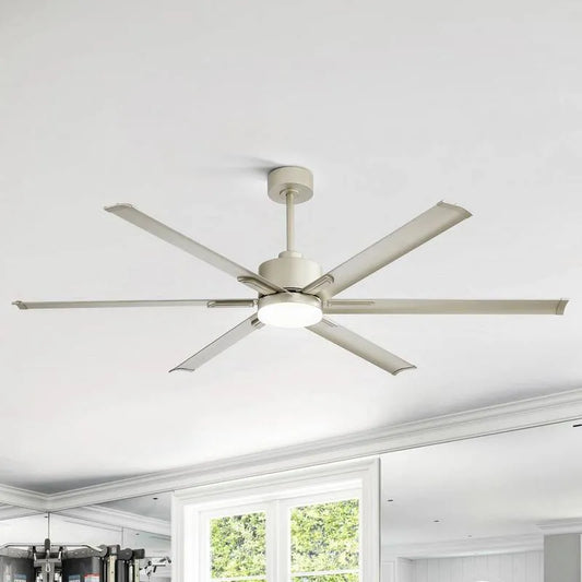 6-Aluminum Lüfter mit einstellbarem weißem LED-Licht 6-Aluminium, 6 ft, Fernbedienung, Innenbereich, Silber