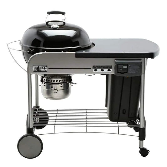 Weber, 22, Performer Deluxe 22 in. Holzkohlegrill in Schwarz, eingebautes Thermometer und Digital Timer