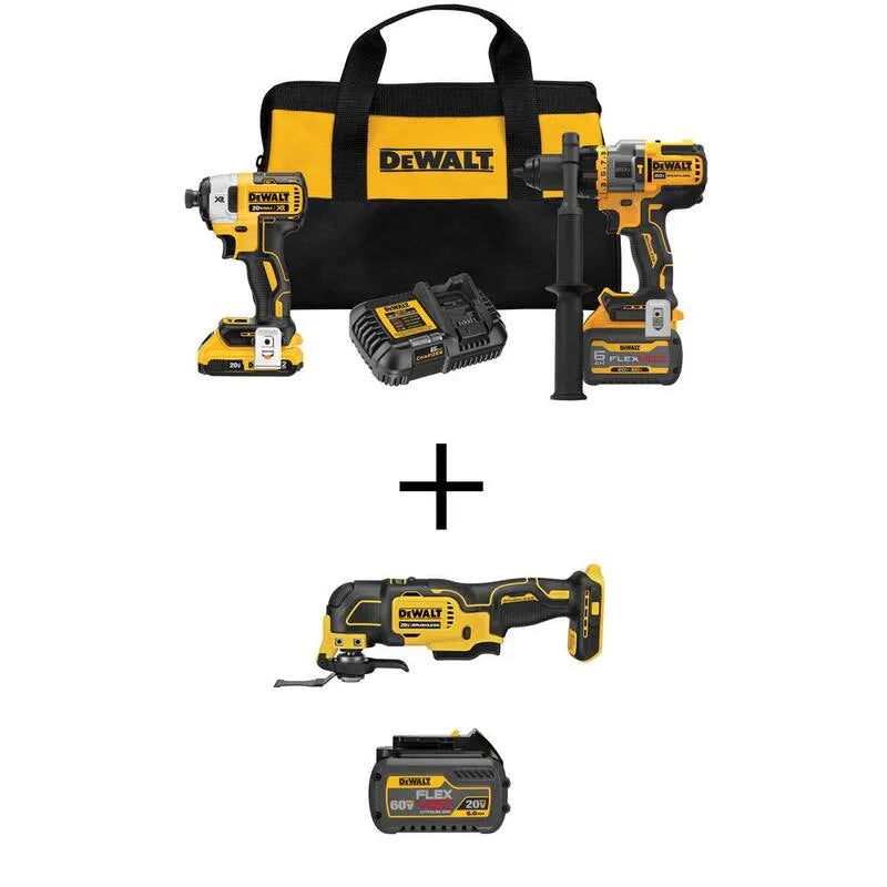 DEWALT 6. 0Ah Driver Kombiset, 20V, kabellos Design, FLEXVOLT 6. 0Ah Batterie, bürstenlos, 6.0Ah, Gelb, Elektrowerkzeug-Sets