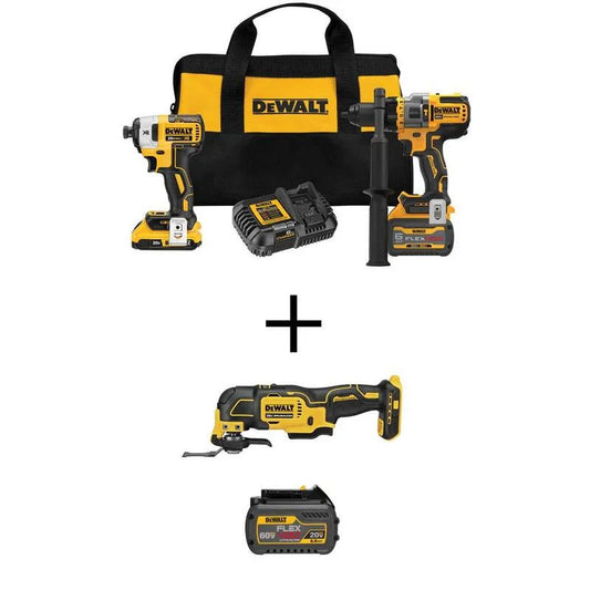 DEWALT 6. 0Ah Driver Kombiset, 20V, kabellos Design, FLEXVOLT 6. 0Ah Batterie, bürstenlos, 6.0Ah, Gelb, Elektrowerkzeug-Sets