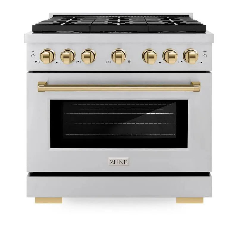 Gas Herd 6-Burner, 36 in., Edelstahl, Konvektionskochen, Autogramm, Gold
