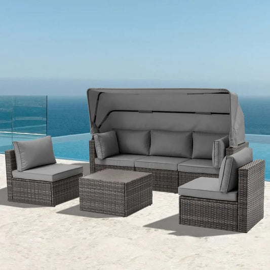 Schnittsofa, verstellbar, Garten, Patio, Grau, Wohnzimmer Modular Sitzgruppe