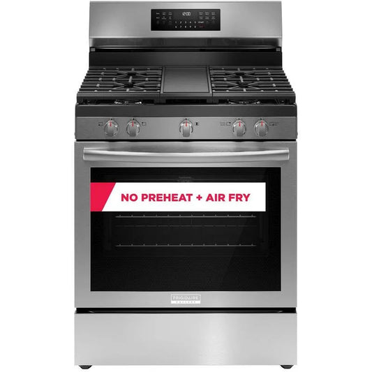 Frigidaire Gas Herd, 30 in., 5 Burner, Edelstahl, Convection Cooking