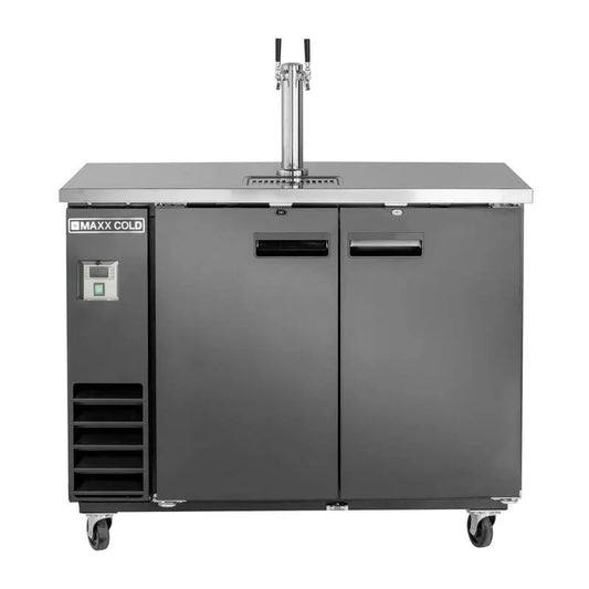Tap Beer Spender, 297L, 2 Barrels/Kegs, Schwarz/Edelstahl Top, Single Tower