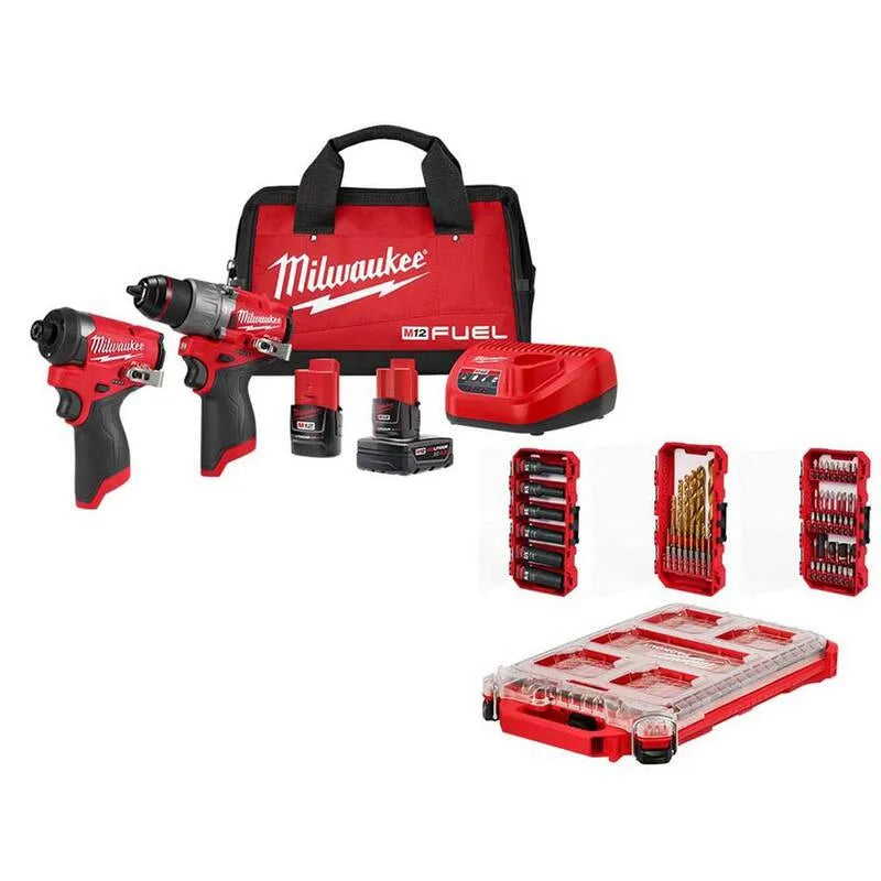 Milwaukee 12-Volt-Aufpralltreiber Kombiset, Schnurloses Design, Bag & Bit Set, M12, 60, Bürstenlos