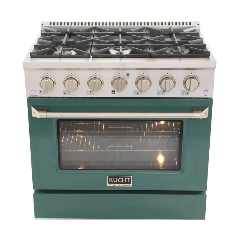 Gas Herd, Edelstahl, Liquid Propan, Umluftgaren, 36 in., 5. 2 cu ft, Pro-Style, Green, 5.2 cu. ft