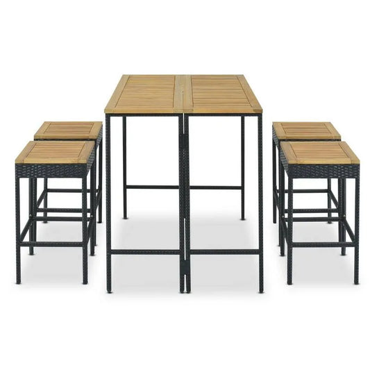 5 Teile Rechteck Counter Height Garten Essgruppe 5-Stück, Felmarie, Brown, Holz