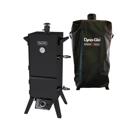 36 in., 36 in. Dual Door Gas Raucher in Schwarz mit Premium Vertikal Raucher Cover