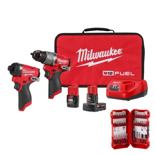 40 Teile Milwaukee 12-Volt-Bohr- und Schlagschrauber-Kombi-Kit, Schnurloses Design, 40-Stück, M12