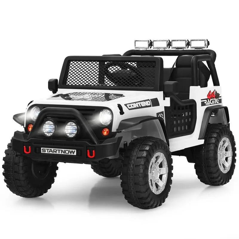 12-Volt, Kids Ride-On Truck Elektroauto mit Licht und Musik in Weiß, Fernbedienung