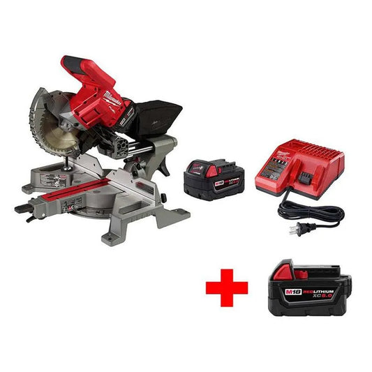 Milwaukee 18-Volt Bevel Slide Compound Gehrungssäge Kit, 7-1/4 in., kabellos Design, M18, 5Ah, bürstenlos