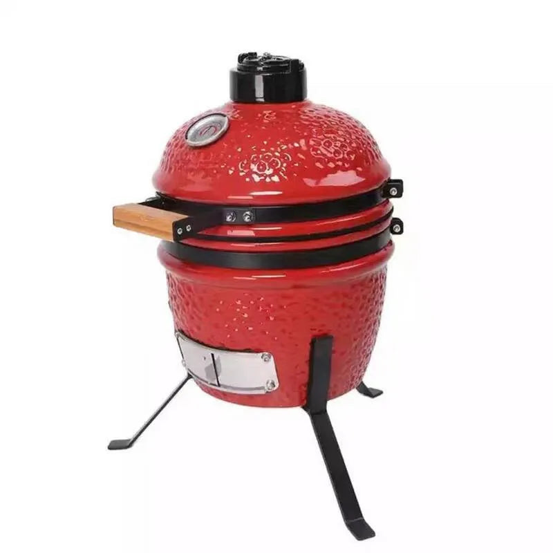 Kamado Ceramic Holzkohlegrill, 13 in., Keramiktechnik, Rot