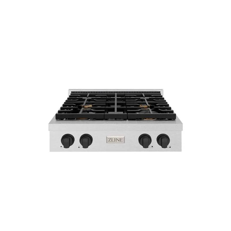 Burner Porzellan Kochfeld 4-Burner, 30 in., Autograph, Stahl, Matte Schwarz