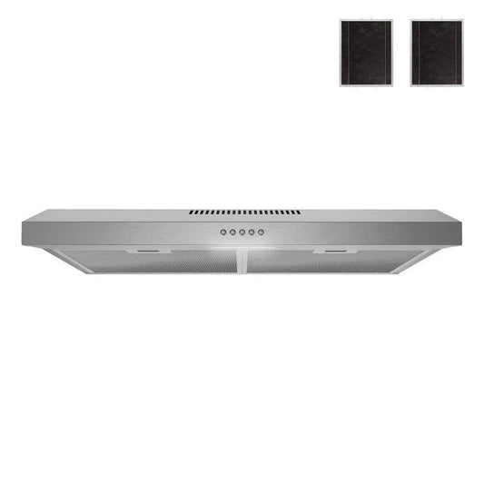 Dunstabzugshaube, 80 CFM, 30 in., LED Licht, Mesh Filters, Push Button Steuerung, Under Cabinet, Stahl, Gebürsteter Edelstahl, Unterbauhauben