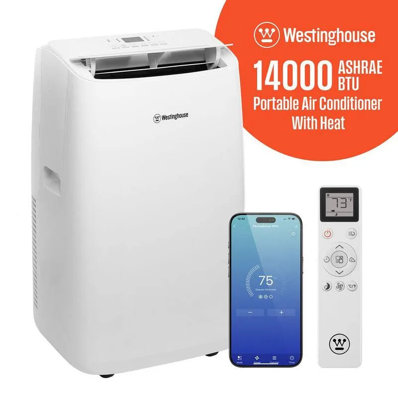 1-Operation Westinghouse 8150-BTU Klimaanlage, kompaktes tragbares Design, Wärmefunktion, 1-Betrieb in Weiß, 700 qm