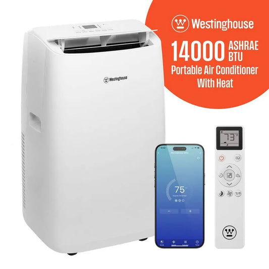 1-Operation Westinghouse 8150-BTU Klimaanlage, kompaktes tragbares Design, Wärmefunktion, 1-Betrieb in Weiß, 700 qm