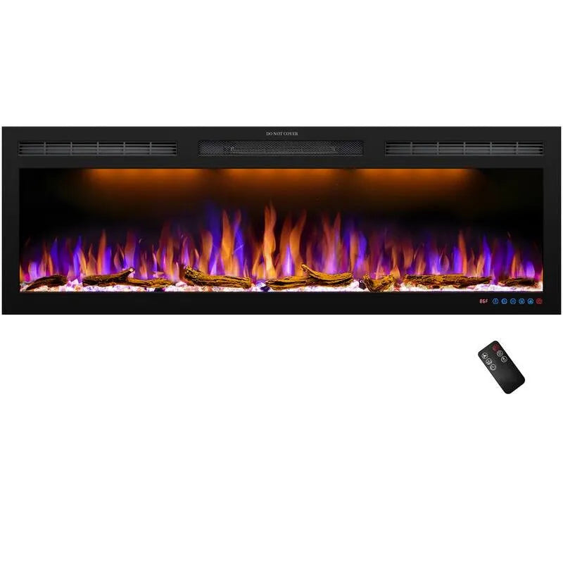 Prismaster...keeps your home stylish, 750-Watt/1500-Watt 45 in. Wandmontierte elektrische Kamin-Einsätze, Schwarze Kamin-Heizung mit Touchscreen und Fernbedienung, 750-Watt / 1500-Watt, an der Wand