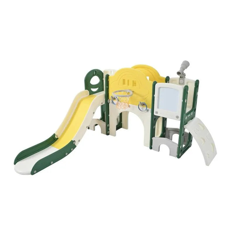 Ring 9-in-1, Gelbes freistehendes Raumschiff-Spielset mit Wurf und zeichnendem Whiteboard