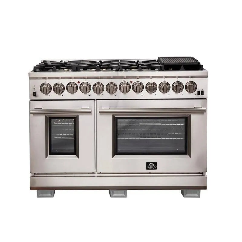 Freistehende Dual Fuel Herd, 48 in., 6. 58 cu. ft, 8 Brenner, Edelstahl, 6.58 cu.ft