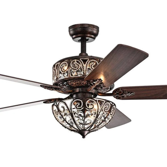 Deckenventilator 6-Licht, 52 in., Fernbedienung, Tisaphon, Innenbereich, Brown