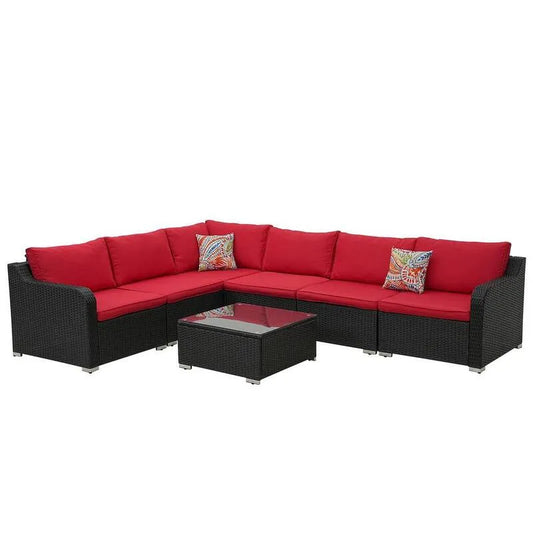 Schnittsofa, Edelstahl, Garten, Schwarz, Patio, Rot