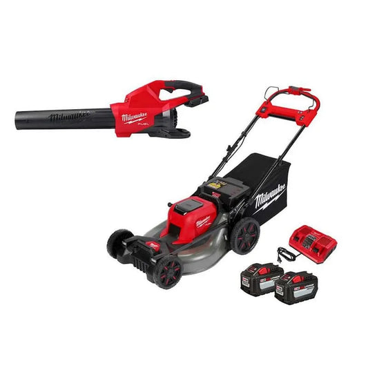 Milwaukee 12Ah, kabellos Design, 21 in., 12Ah Batterie, Ladegerät & Dual Akku Blower, Gehen Sie hinter selbstfahrenden Mäher mit, M18