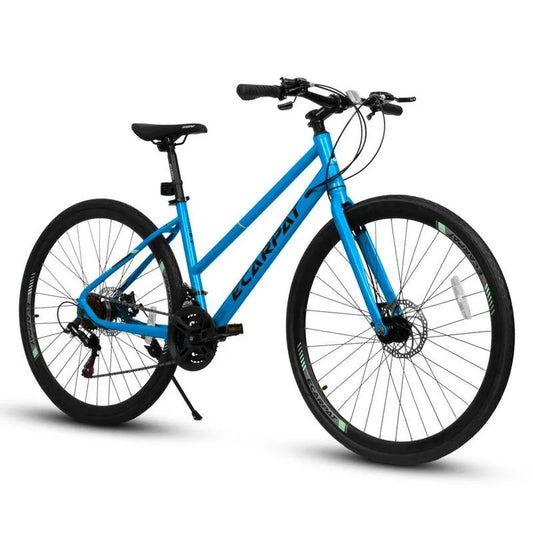 700C, Blue Stahl 21-Stufen 700C Road Hybrid Bike mit Dual-Disc-Bremsen, 27 in.