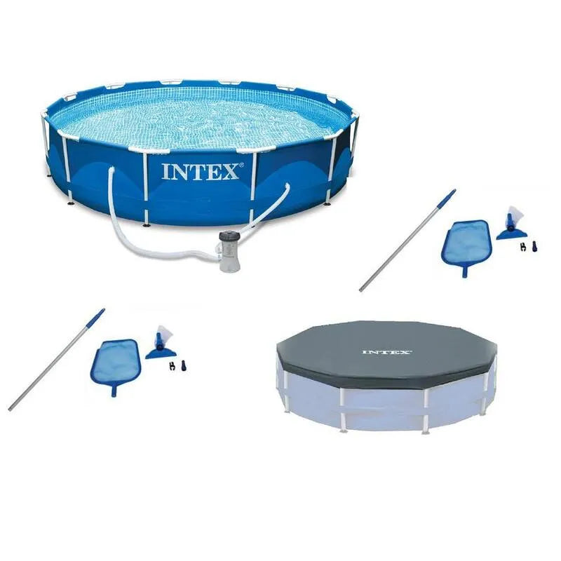 Intex 2-Pack Swimming Pool mit Pumpe, 12 ft, 30 in., Pool Abdeckung, Wartungs-Kit