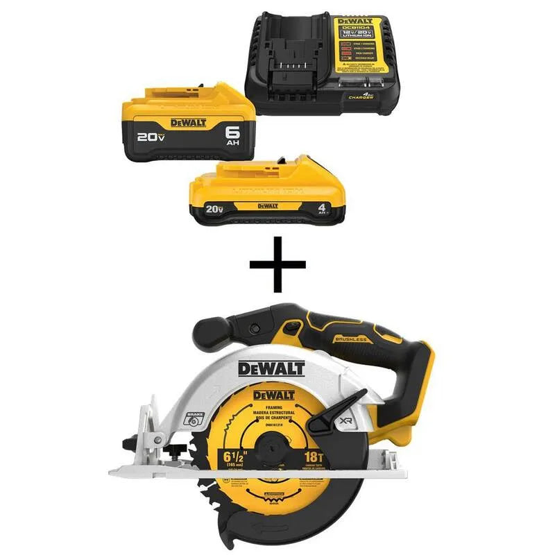 DEWALT Ah Starter Kit, 20V, 6-1/2 in., kabellos Design, 6. 0 Ah, 4. 0 Ah, bürstenlos, 6.0 Ah, 4.0 Ah