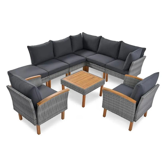 Schnittsofa, Garten, Patio, Grau, Wohnzimmer Modular Sitzgruppe, Garten-Sofas