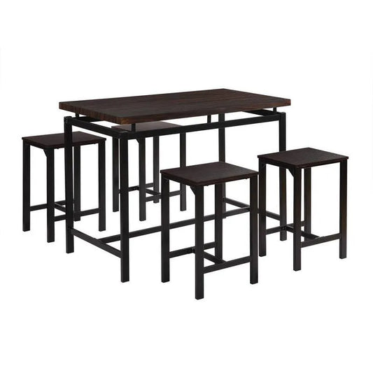 Teil Wood Garten Dining Set 5 Teile, Espresso, Wood Garten Dining Set mit Counter und Pub Höhe