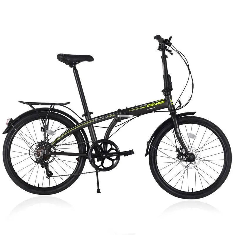 Schwarz 24 in., Schwarz 24 in. 7 Stufen Aluminiumrahmen Falt City Bike, 7 Stufen
