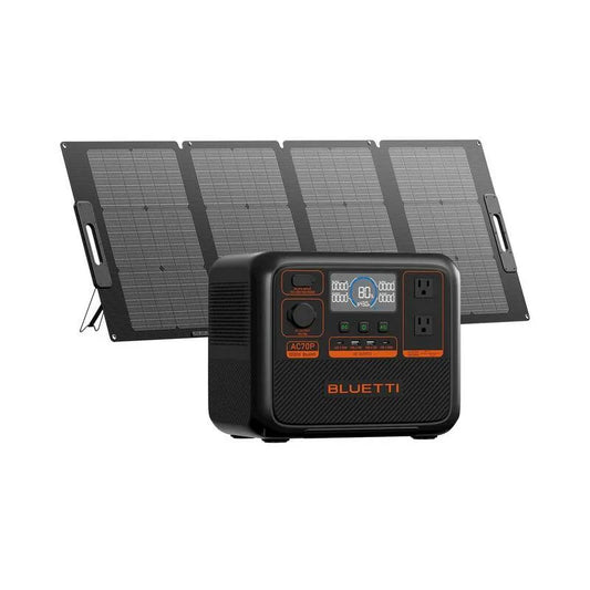 Continuous/2000W Generator AC70P, 1000W, 2000W, 120W, 1000W Dauerstrom/2000W Spitzenleistungs-Kraftwerk Push-Taste Start LiFePO4 Batteriegenerator + 120W Solarpanel