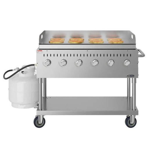 Tragbarer kommerzieller Außenpropangrill, Edelstahl, kommerzielles Design, kompaktes tragbares Design, flüssiges Propan, 48 in.