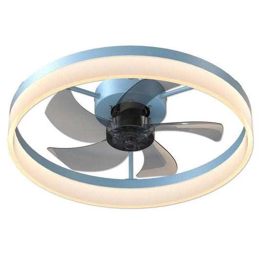 Deckenventilator 5-Blades, 19. 7 in., 6-Stufen, Semi Flush Mount 19. 7 in., Innenbereich, mit Fernbedienung, Blue, 19.7 in