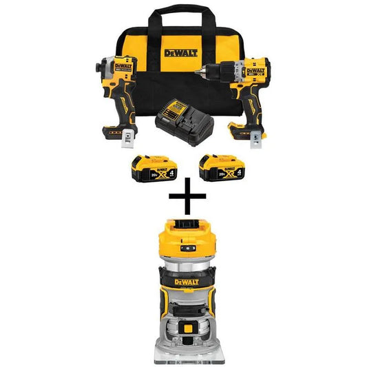 DEWALT 20-Volt-Werkzeug kabellos Kombiset, kabellos Design, kompakte, tragbare Bauweise, 4Ah