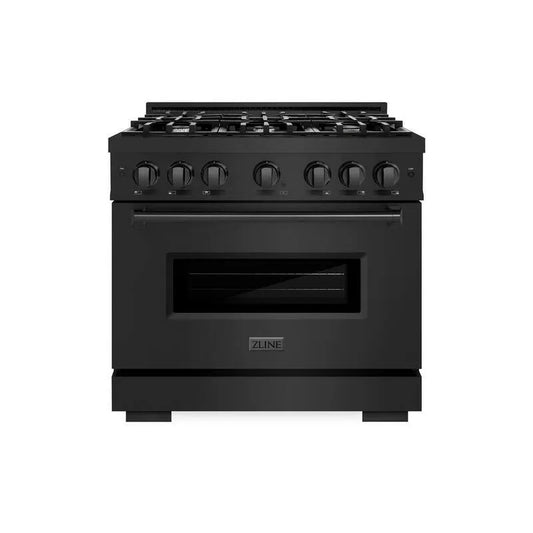 Gas Herd 6-Burner, 36 in., Edelstahl, Konvektion Kochen, Klassisch, Schwarz