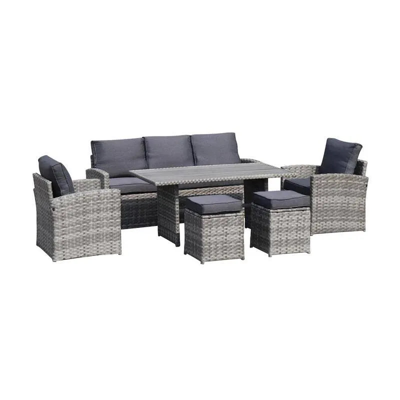 Sofa, Garten, 6 Stück, Patio, Graue Kissen, Wohnzimmer Sitzen, 6 Teile