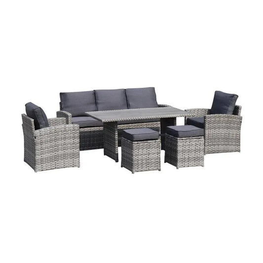 Sofa, Garten, 6 Stück, Patio, Graue Kissen, Wohnzimmer Sitzen, 6 Teile