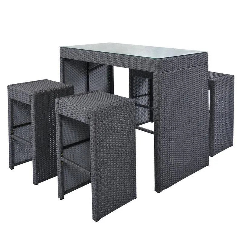5 Teile Esstisch 5-Stück, Patio, Garten, Serga, Grau