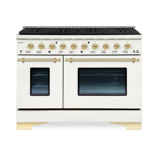 8-Burners Brenner Doppelofen Dual Fuel Herd 48-in, 8-Brenner, CLASSICO, Weiß