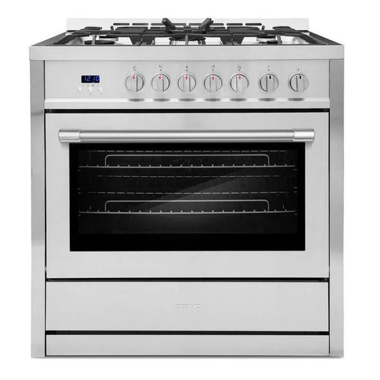 Gas Herd, Edelstahl, Umluftgaren, 36 in., 3. 8 cu ft, 5 Burners, Nebula Collection 3. 8 cu, Rapid Convection Oven, 3.8 cu. ft, Gasherde mit einem Backofen