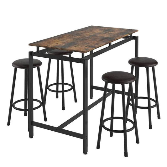 4-Stools 5 Teile Stück Holz Garten Dining Set 5-Stück, Holz Garten Dining Set mit 4-Stuhlen Kissen
