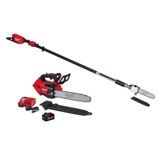 Milwaukee 2-Werkzeug Kettensäge, 10 in., 18V, 14 in., kabellos Design, M18, bürstenlos, Rot, Akku Pole Sägen